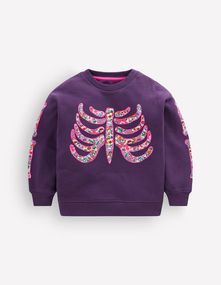 Bobbie Sweatshirt mit Applikation-Calla-Lilie Violett Skelett