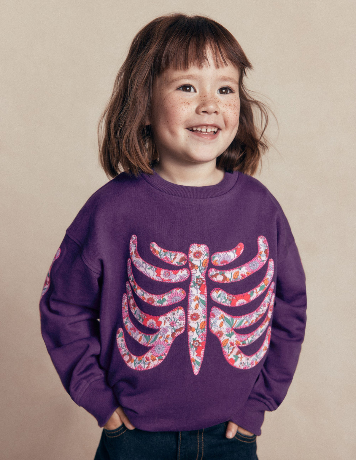 Bobbie Sweatshirt mit Applikation-Calla-Lilie Violett Skelett-1