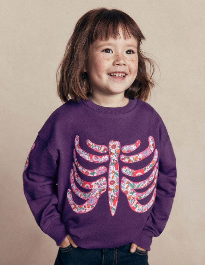 Bobbie Sweatshirt mit Applikation-Calla-Lilie Violett Skelett