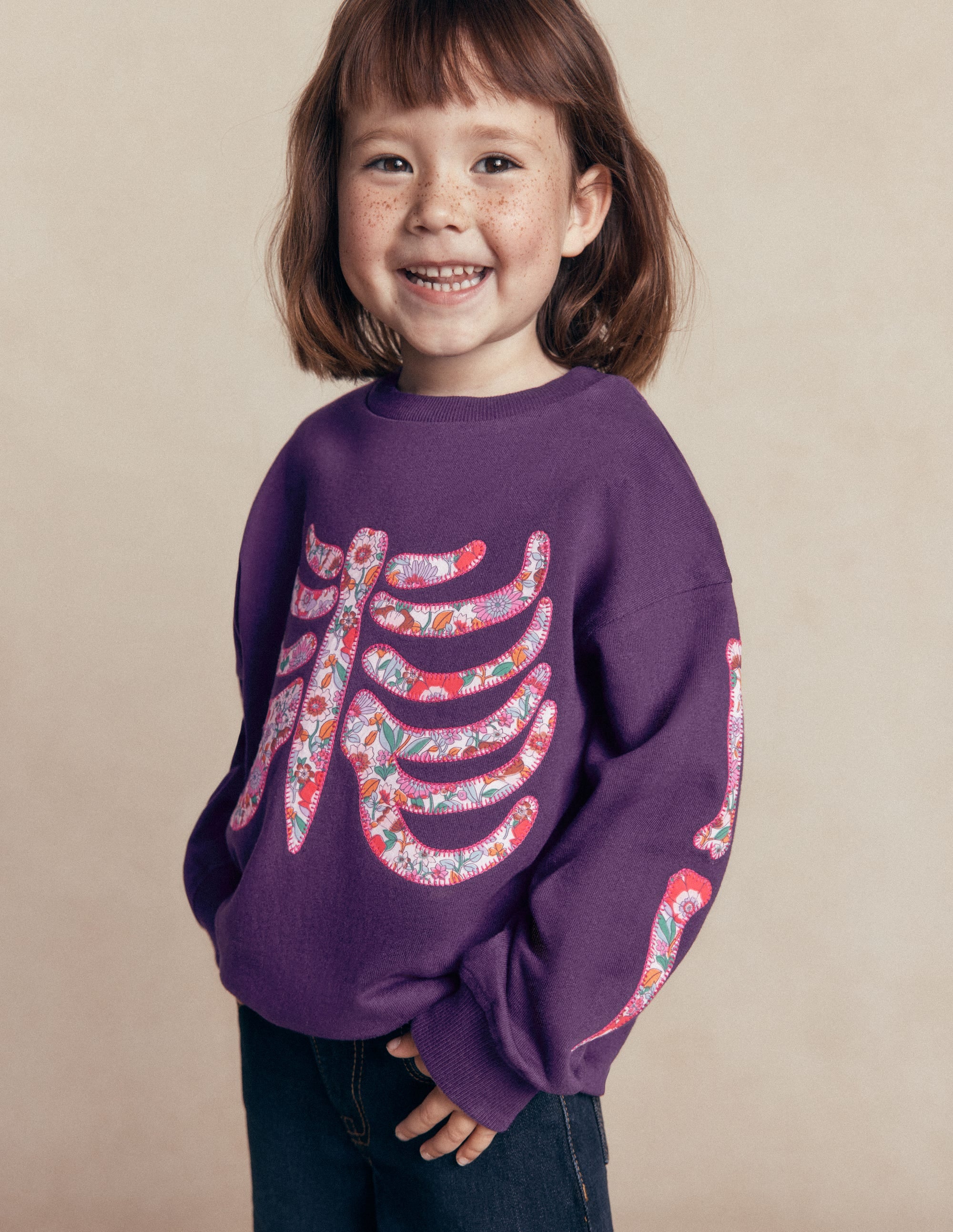 Bobbie Sweatshirt mit Applikation-Calla-Lilie Violett Skelett - Image 2