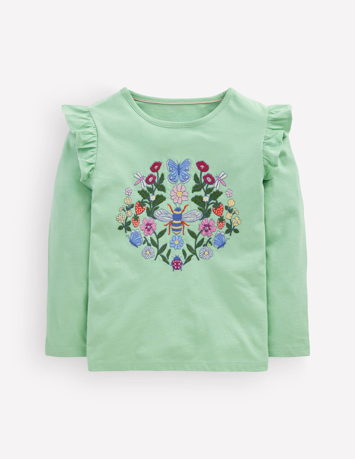 Langarmshirt mit Superstich-Design-Pistaziengrün Biene-1