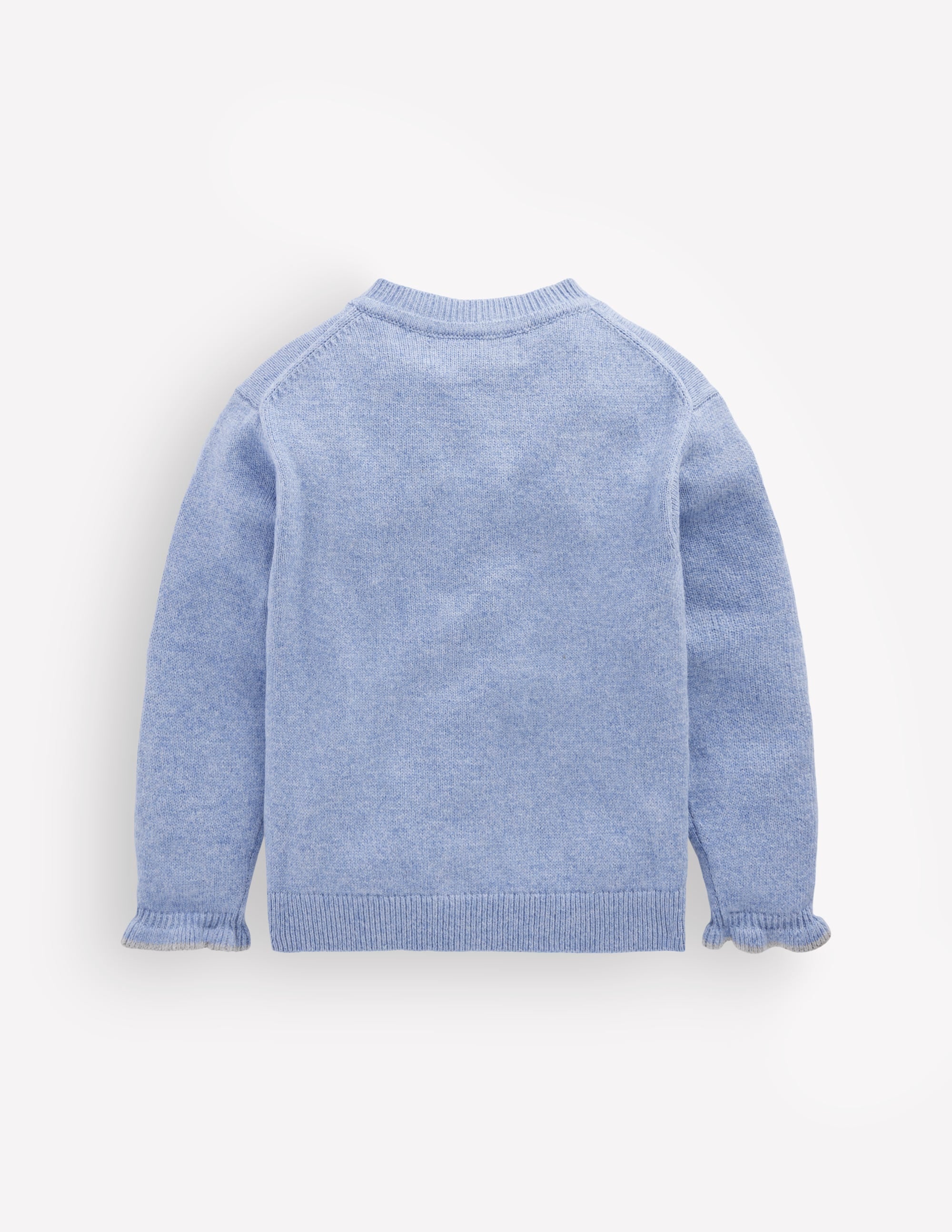 Strickjacke mit Rüschen für jeden Tag-Französisches Blau Meliert - Image 4