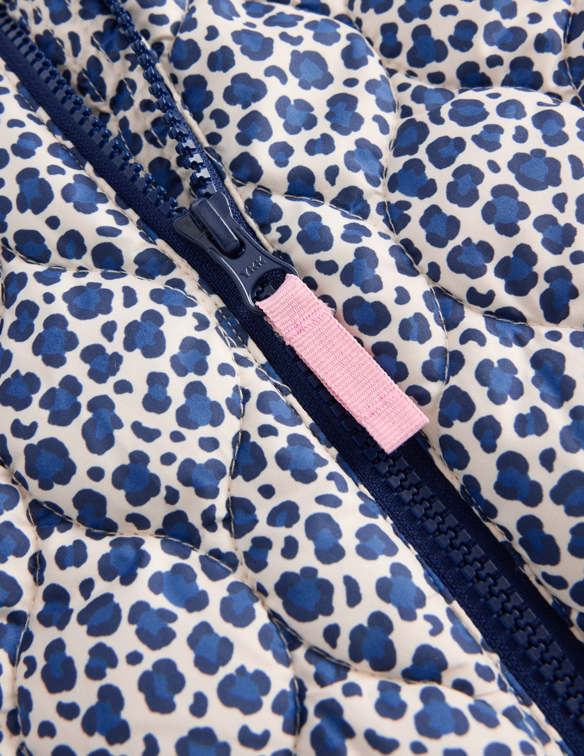 Quilted Bomber Jacket-Calico White/ Blue Leopard - Image 5