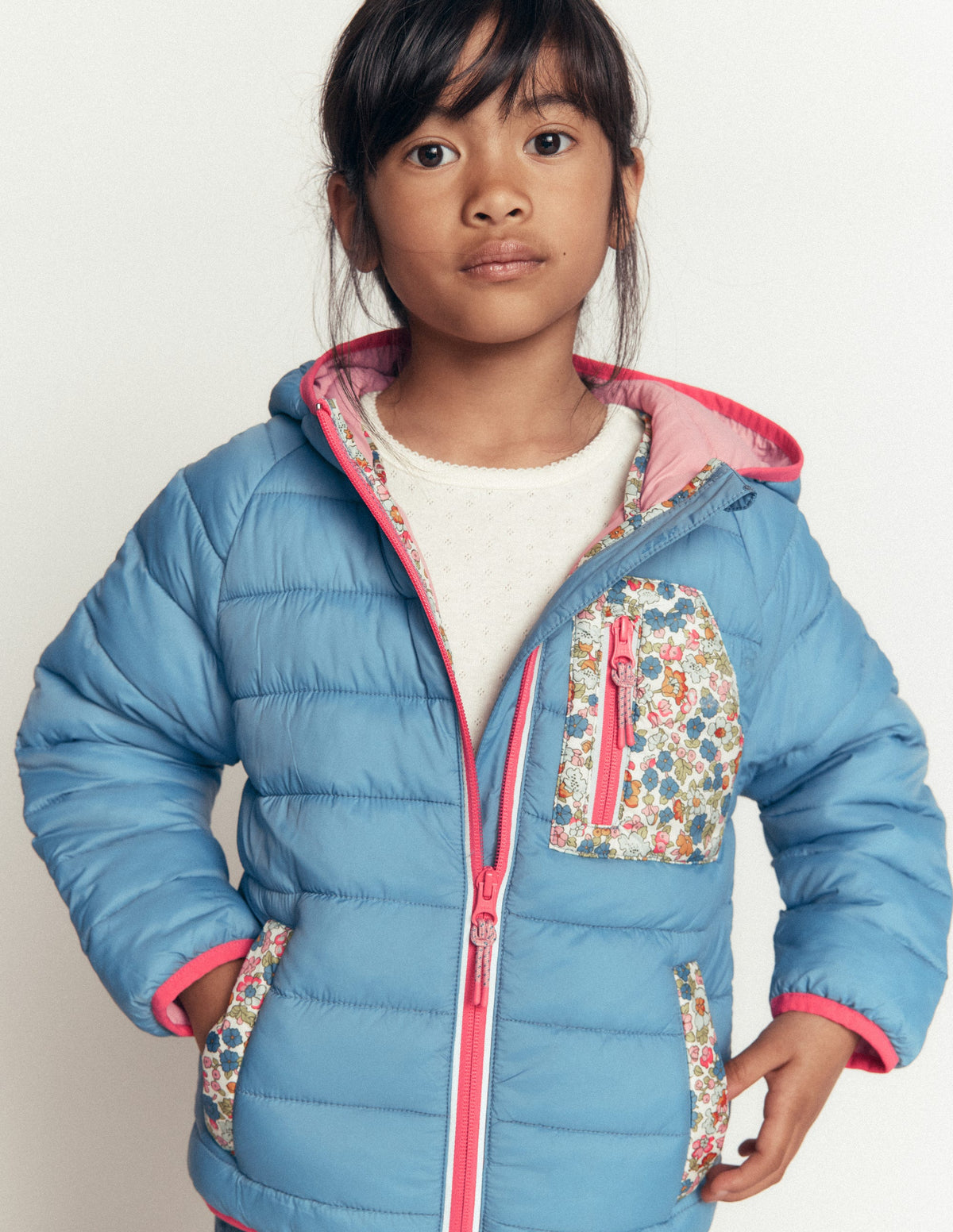Bequem verstaubare, wattierte Jacke-Blau-1