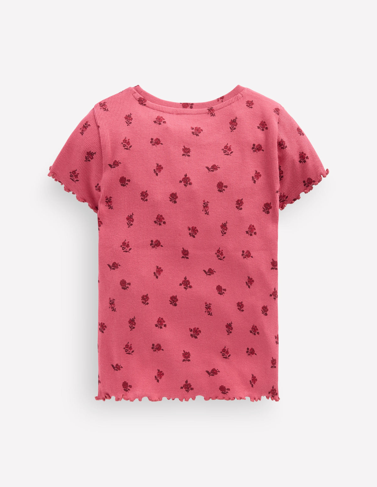 Geripptes T-Shirt-Rot, Blumenmuster - Image 2
