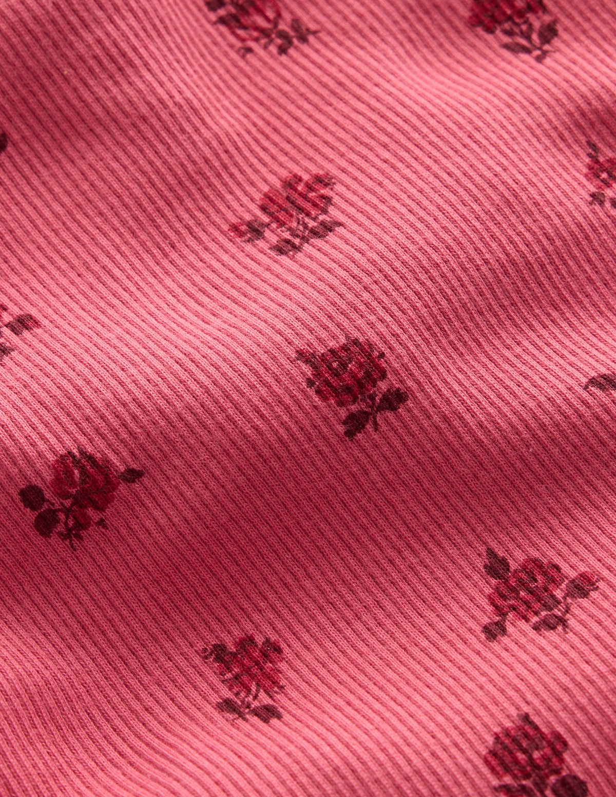 Geripptes T-Shirt-Rot, Blumenmuster-3