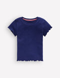 Geripptes T-Shirt-Schuluniform-Marineblau