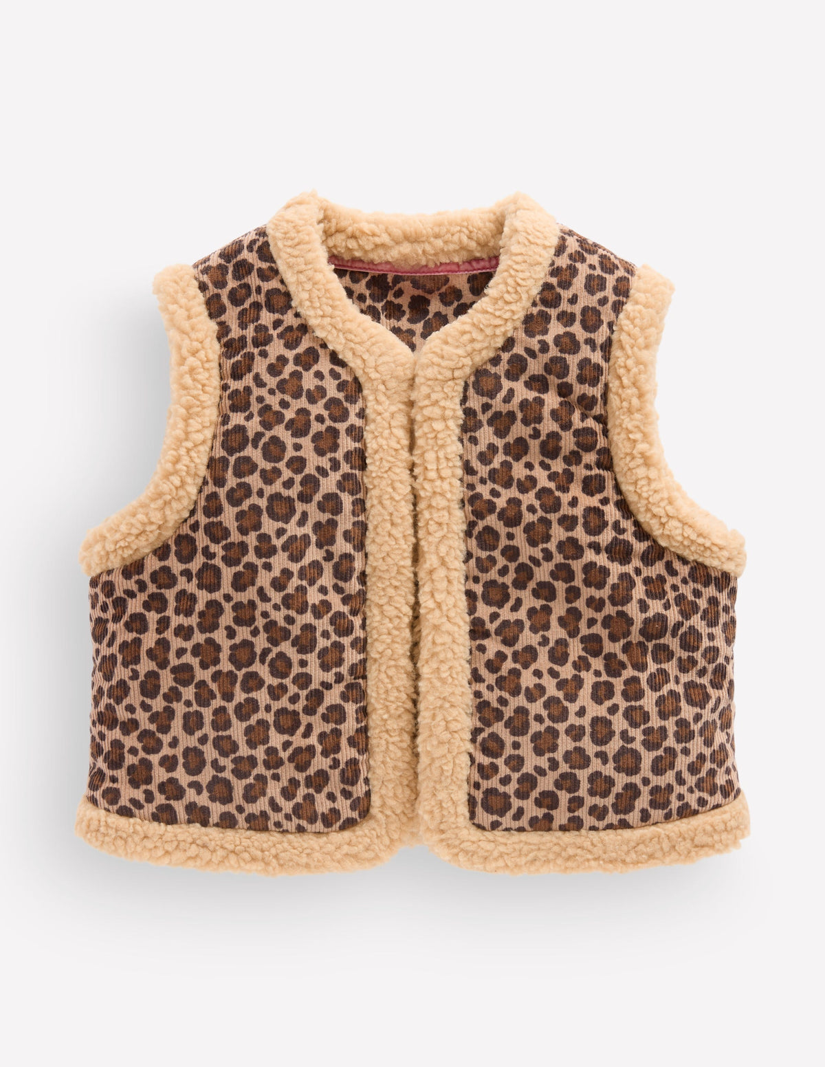 Veste sans manches à détails en borg-Léopard marron - Image 1