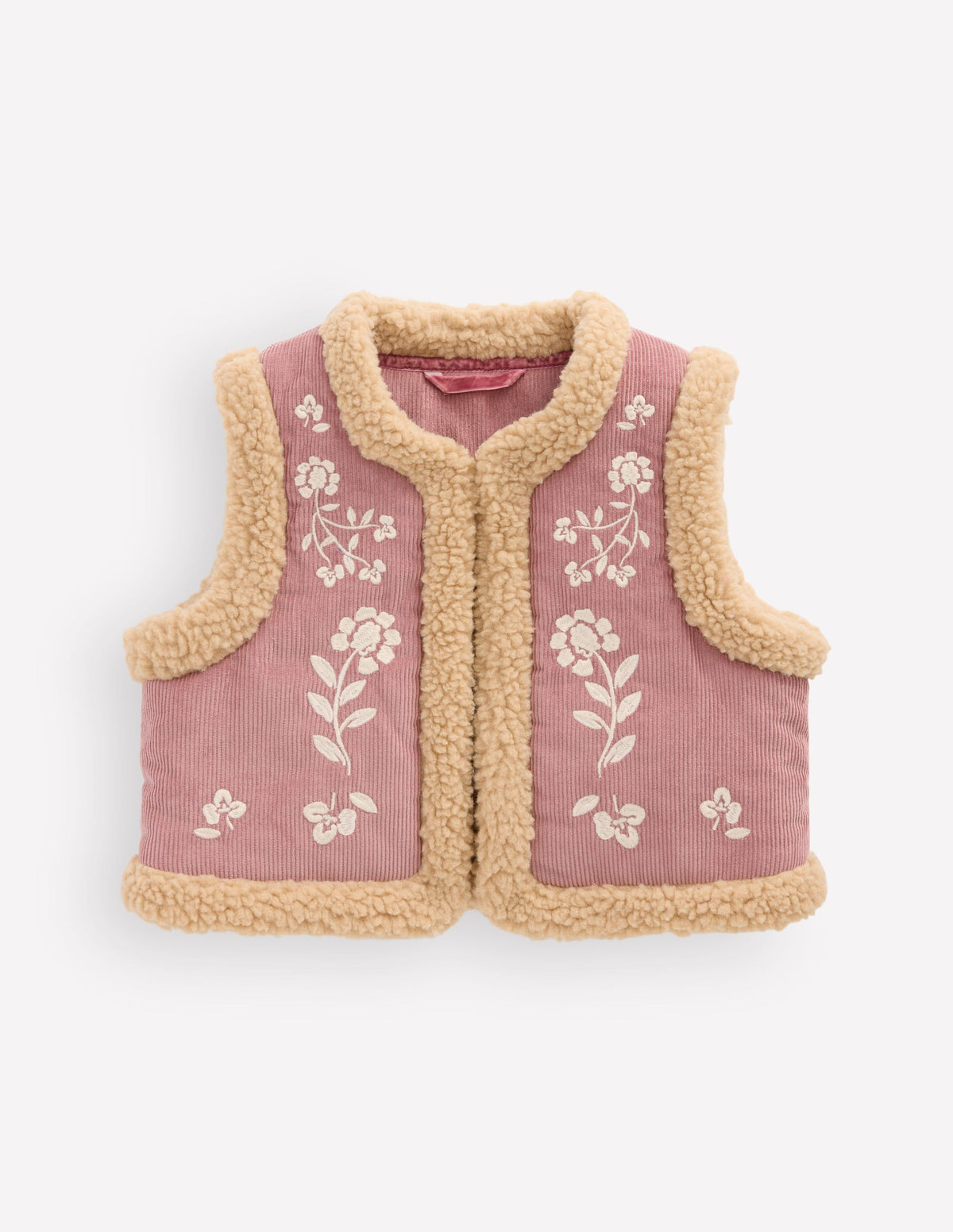 Teddyfellweste-Rosa Blumenmuster Stickerei - Image 1