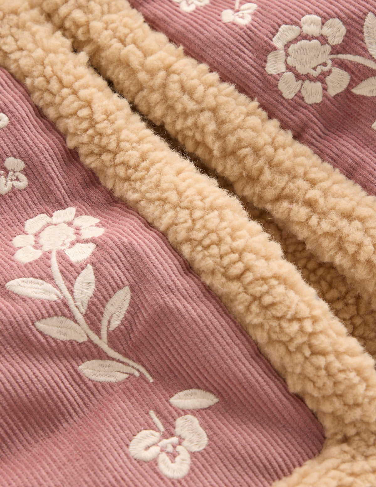 Teddyfellweste-Rosa Blumenmuster Stickerei-3