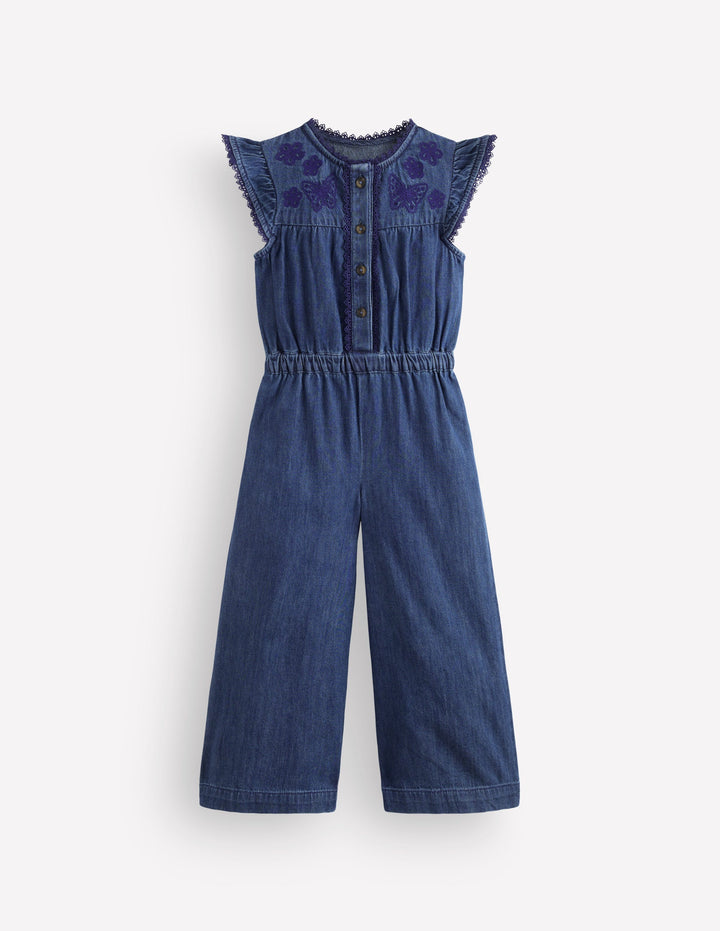 Jumpsuit aus Denim mit Flatterärmeln-Medium Vintage