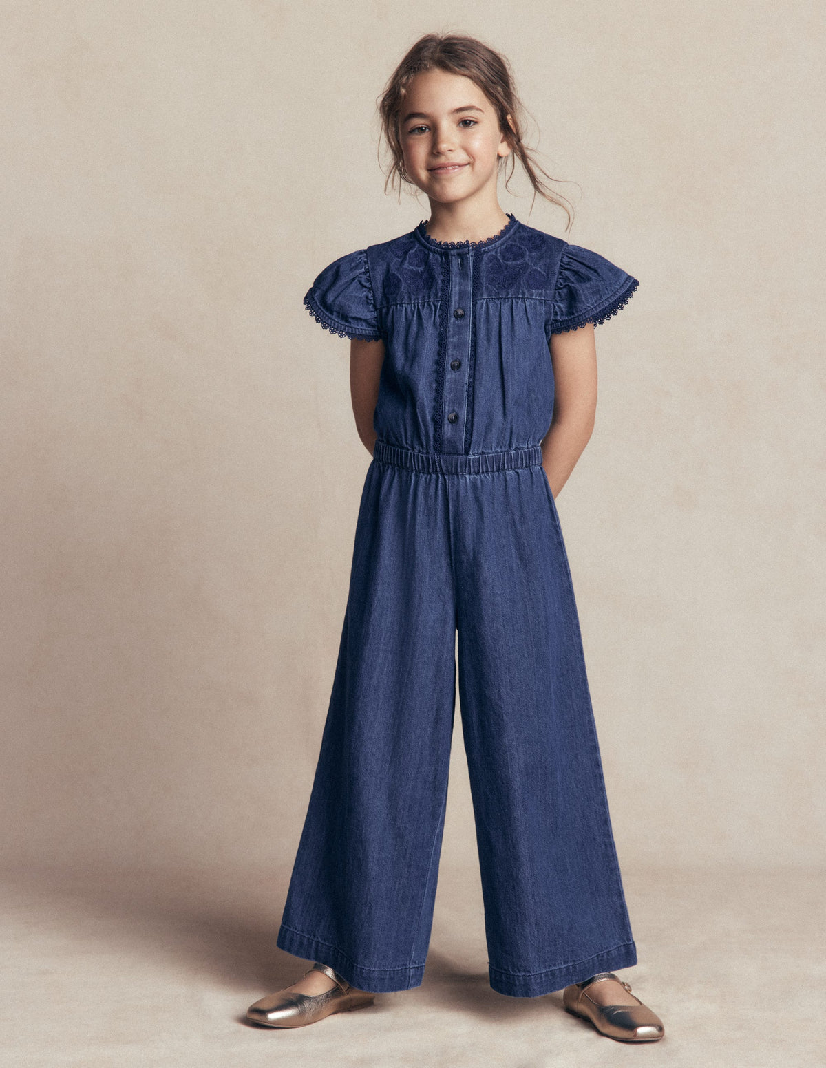 Jumpsuit aus Denim mit Flatterärmeln-Medium Vintage - Image 1