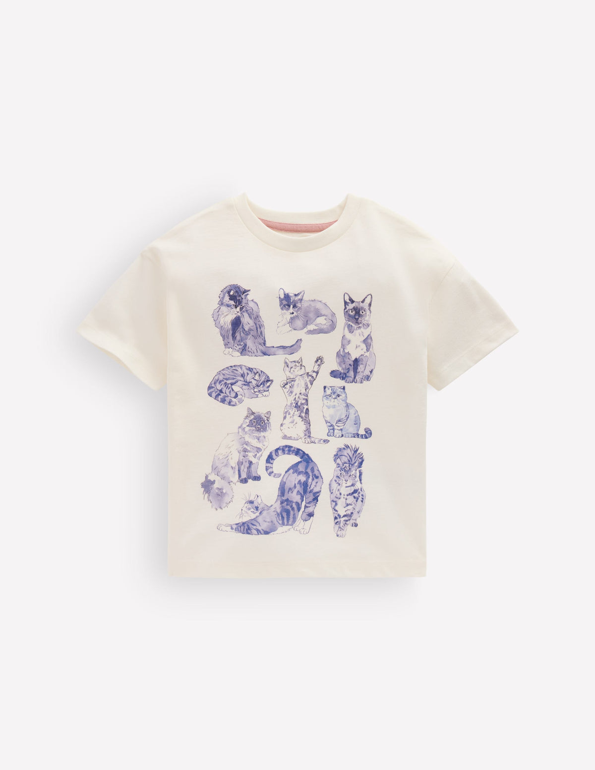 T-Shirt mit Druck-Sanftes Naturweiß Katzen-1
