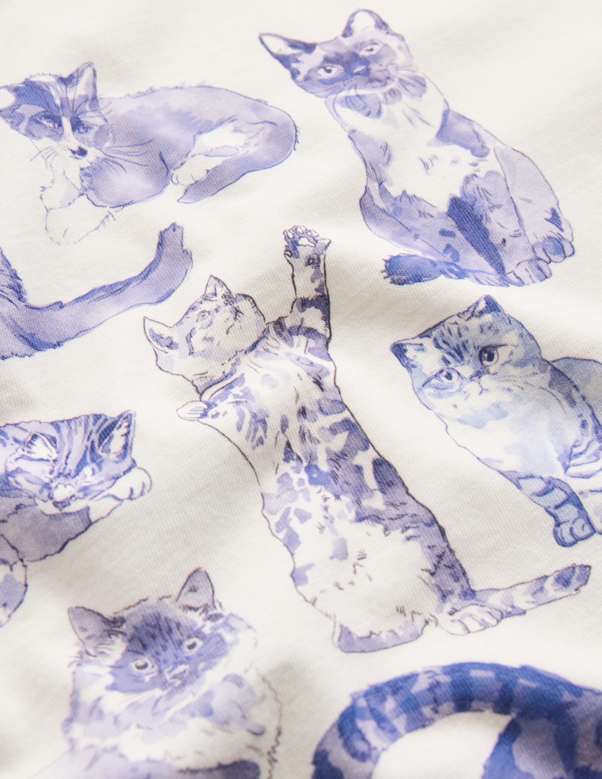 T-Shirt mit Druck-Sanftes Naturweiß Katzen-3