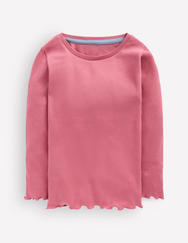 Geripptes Langarmshirt-Rosa Heide