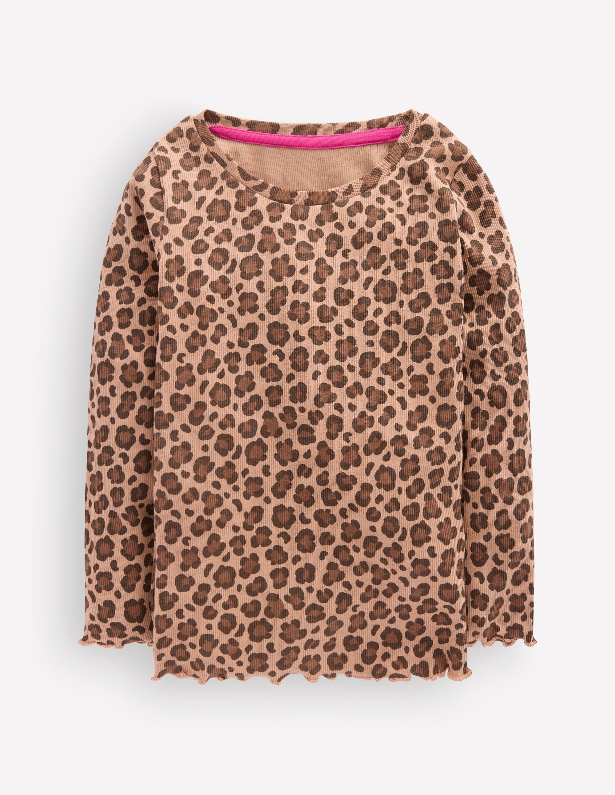 Geripptes Langarmshirt-Milchschokoladenbraun Leopardenmuster - Image 1