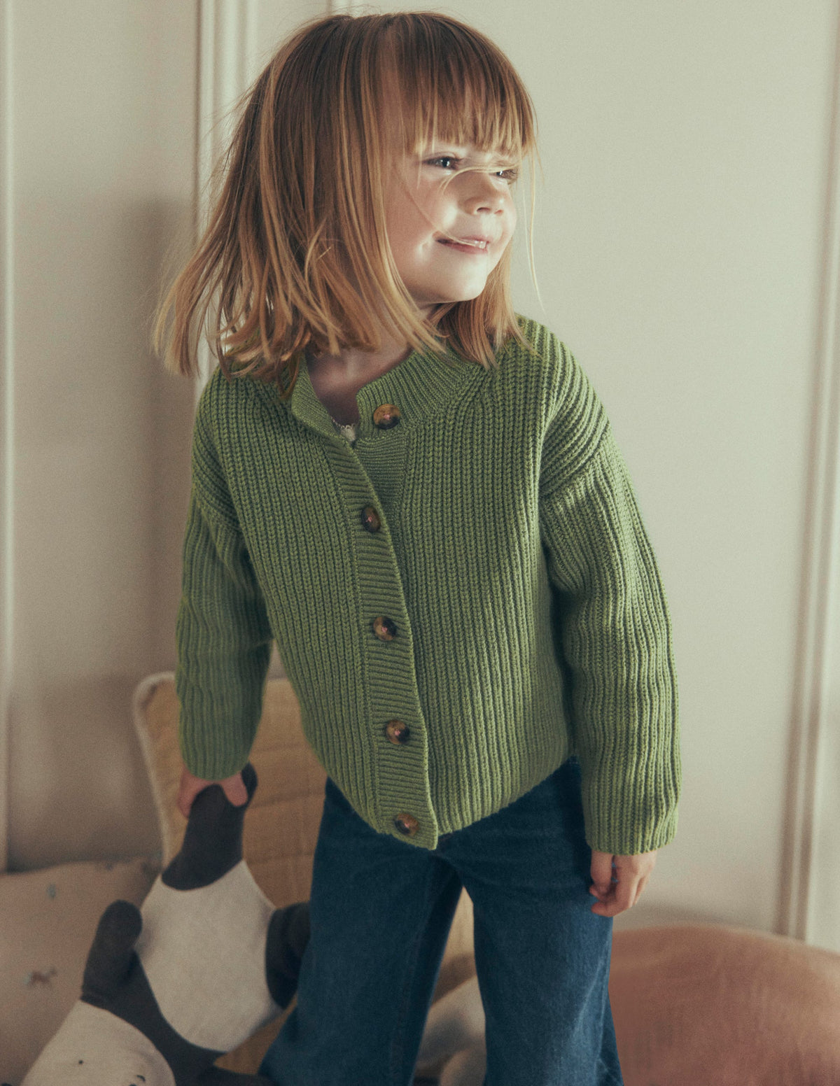 Grobstrickjacke für den Alltag-Zartes Grün, Meliert-1
