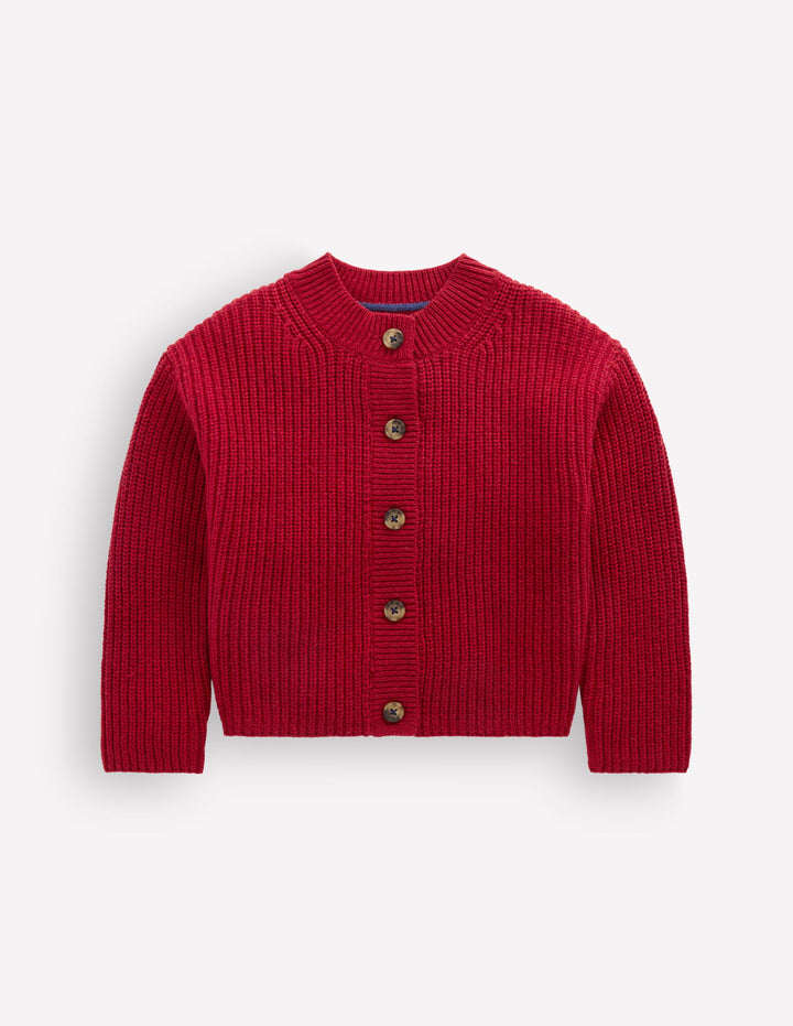 Grobstrickjacke für den Alltag-Rot Meliert