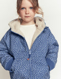 Reversible Borg Hooded Bomber-Bluejay Ditsy Floral
