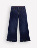 Jeans mit weitem Bein und Rüschensaum-Dunkle Waschung