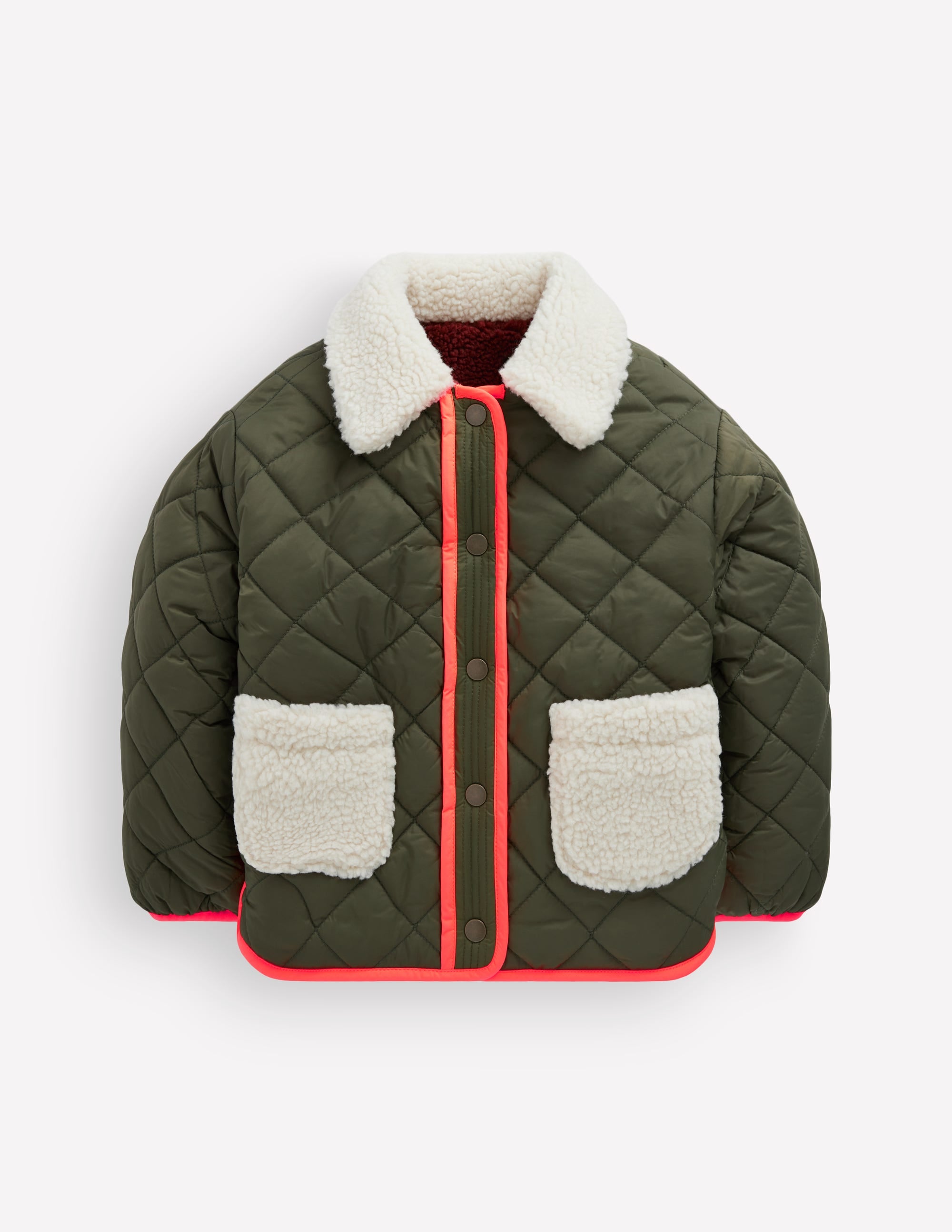 Wendbare Steppjacke mit Teddyfell-Falkengrün - Image 4