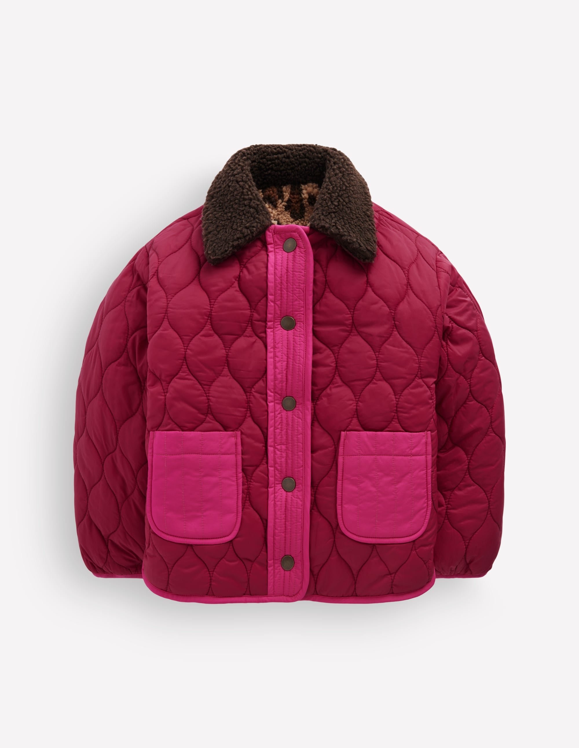 Wendbare Steppjacke mit Teddyfell-Leopardenmuster Bunt - Image 5