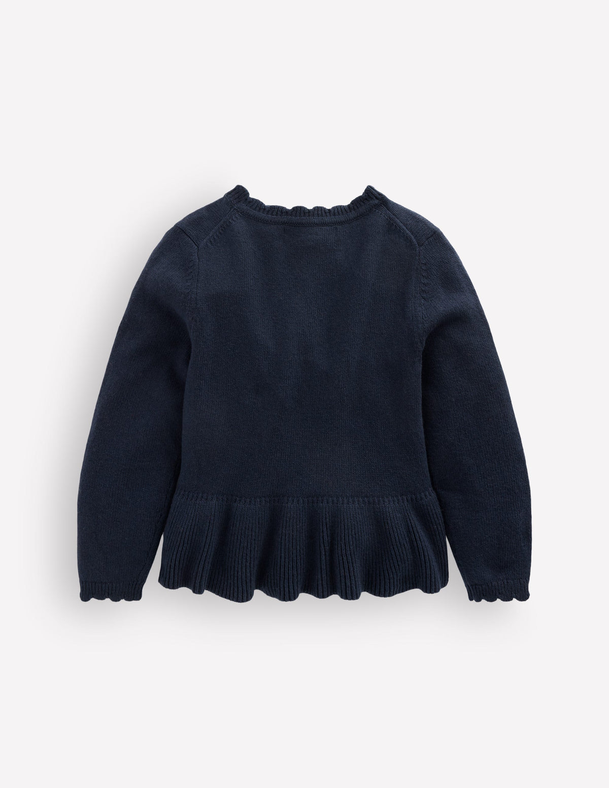 Hübsche Strickjacke mit Schößchen-Marineblau-4