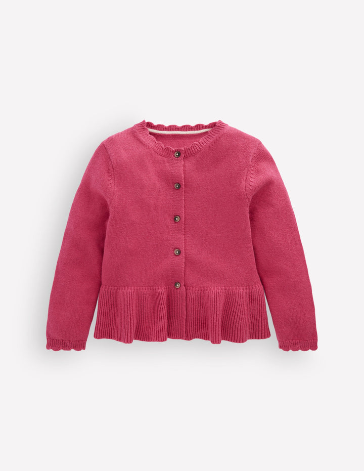 Hübsche Strickjacke mit Schößchen-Winter Puderrosa
