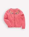 Hübsche Strickjacke mit Stickerei-Vintage-Rosa Blumenstickerei