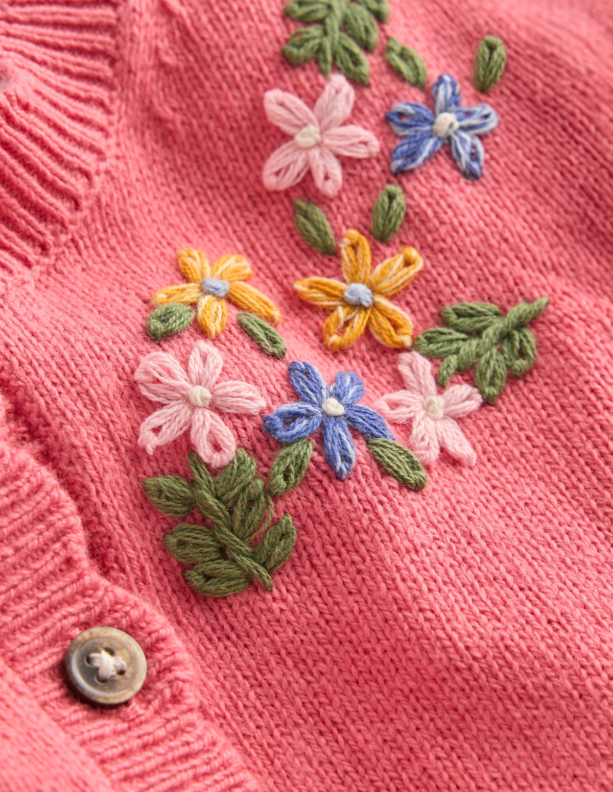 Hübsche Strickjacke mit Stickerei-Vintage-Rosa Blumenstickerei - Image 3