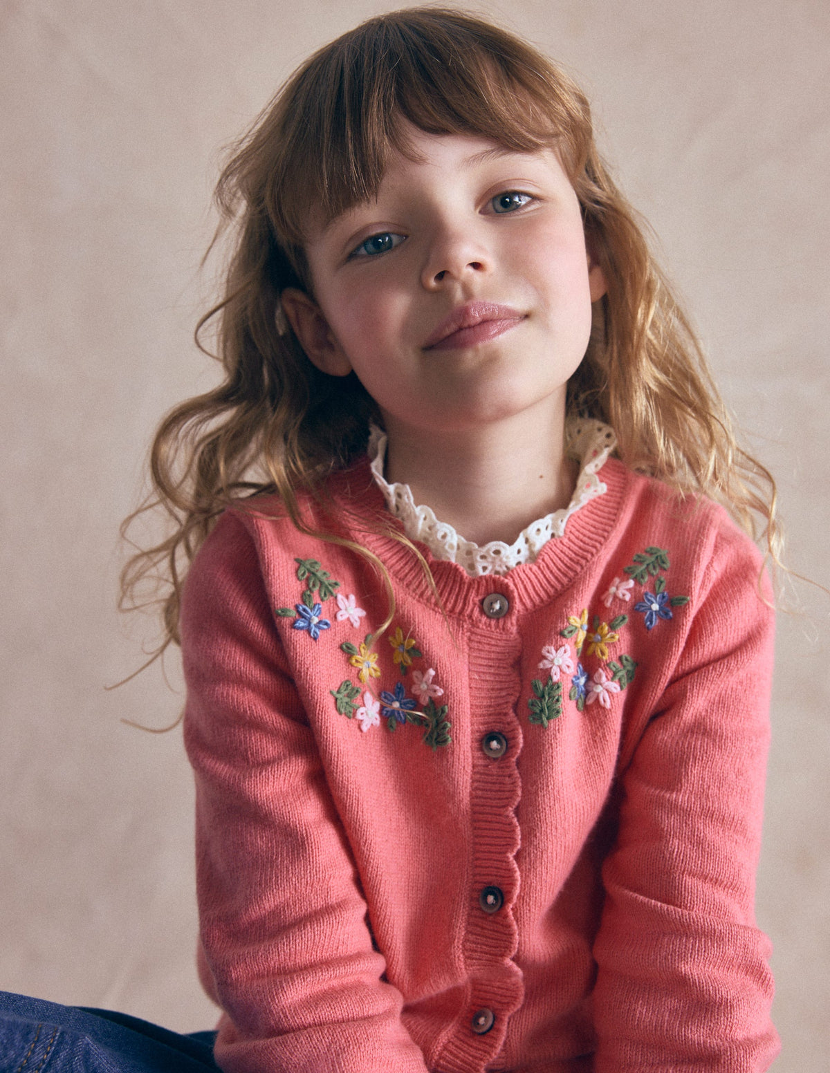 Hübsche Strickjacke mit Stickerei-Vintage-Rosa Blumenstickerei - Image 4