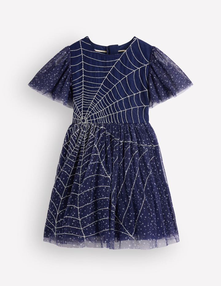 Tüllkleid mit Applikationen-Schuluniform-Marineblau Spinnennetz