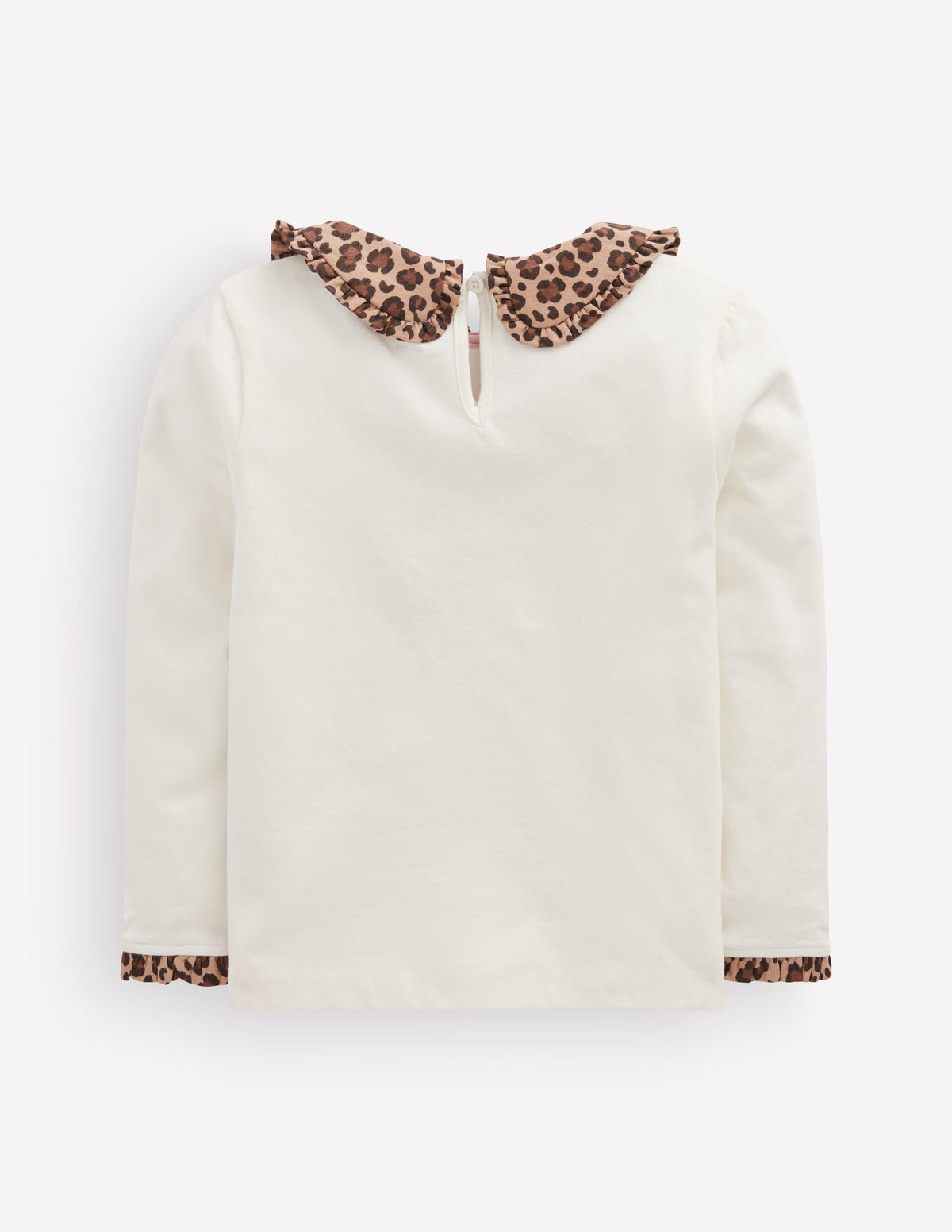 Breton Jersey-Oberteil mit Kragen-Sanftes Naturweiß Leopardenmuster-2