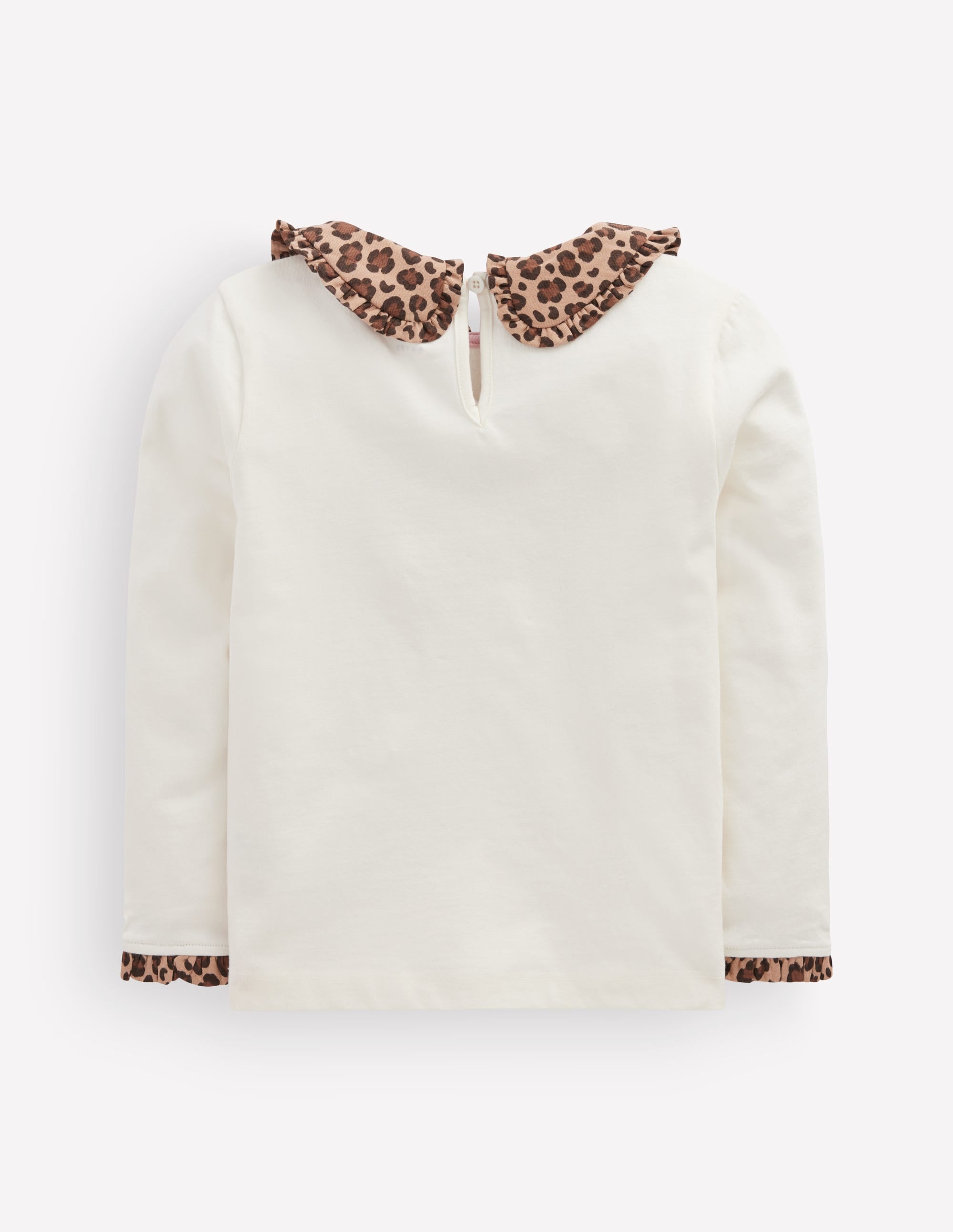 Breton Jersey-Oberteil mit Kragen-Sanftes Naturweiß Leopardenmuster - Image 2