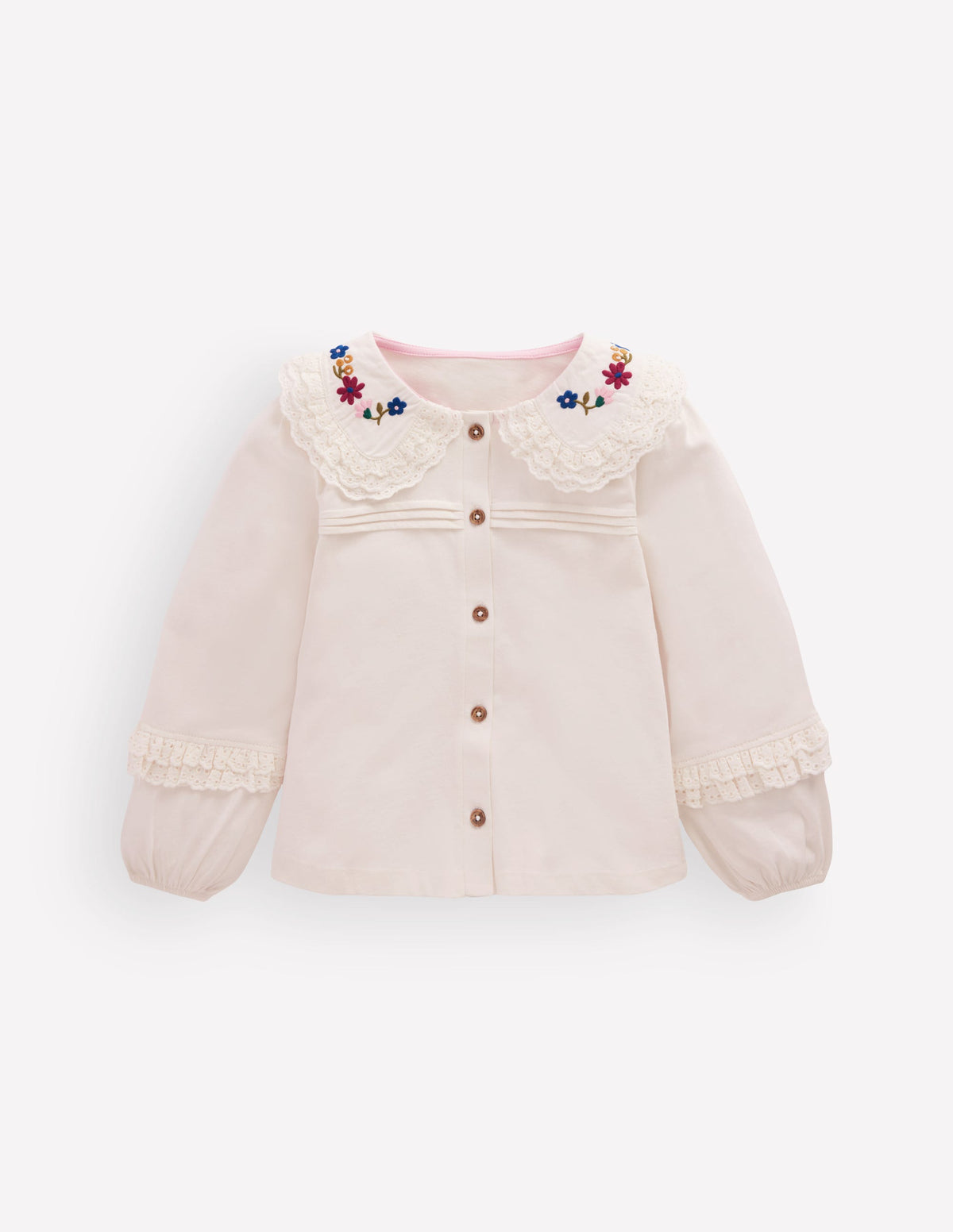 Top en jersey à col en broderie anglaise-Ivoire doux - Image 3