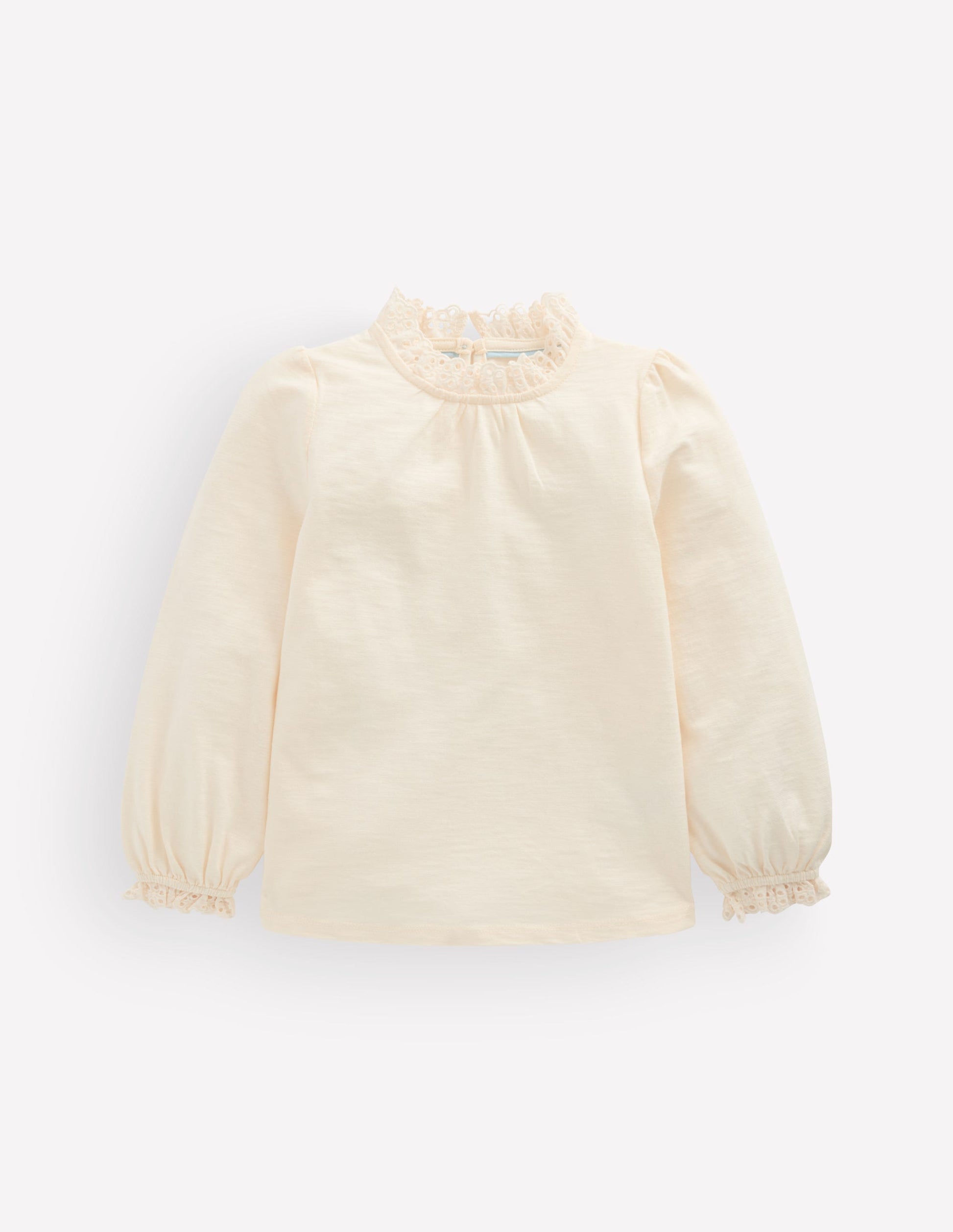 Top flammé à détails en broderie anglaise-Ivoire doux-1