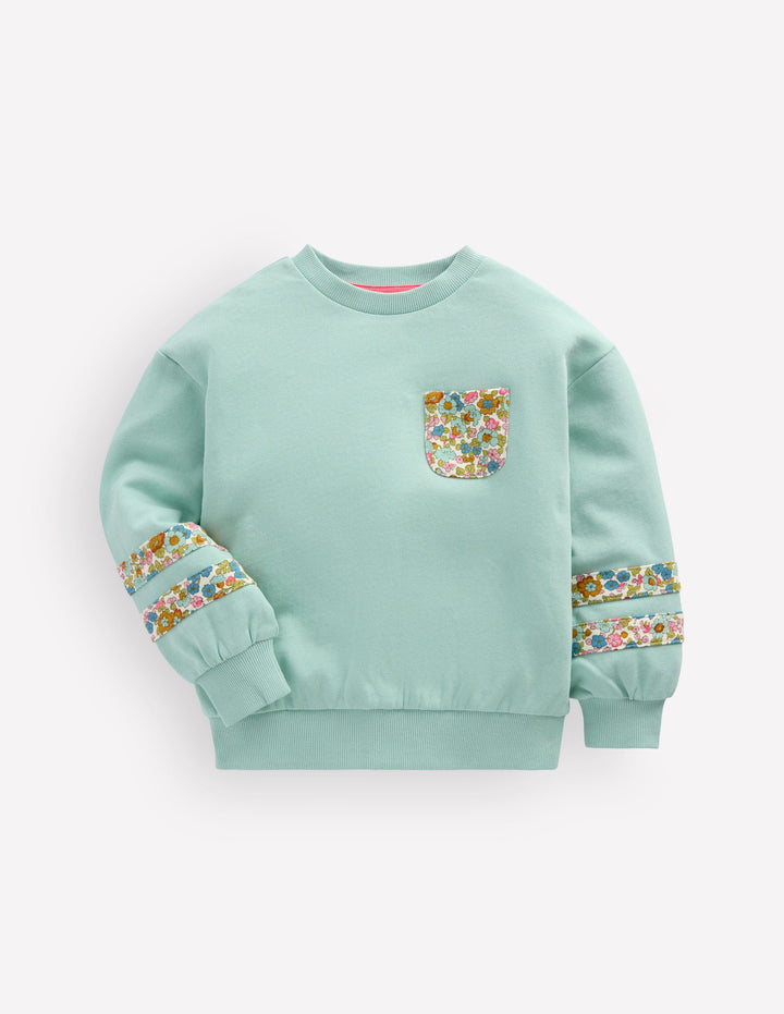 Sweat décontracté à empiècements-Motif floral gris port