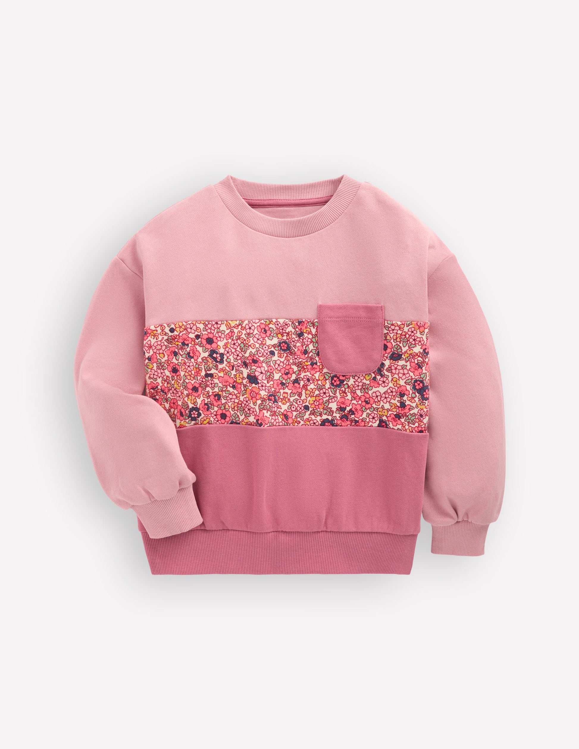 Sweatshirt mit lockerem Einsatz-Kirschblütenrosa, Blumen-1