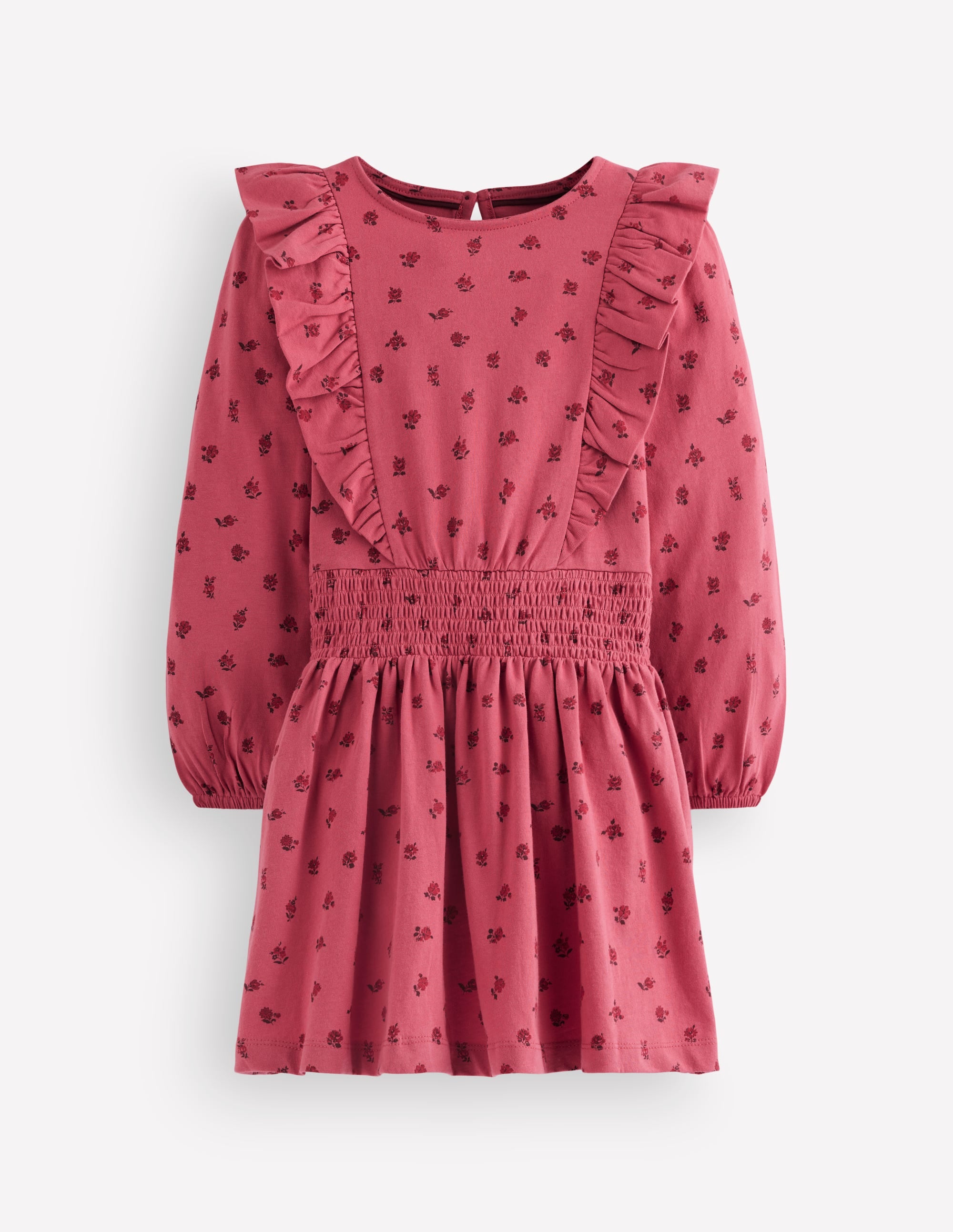 Suki Gerafftes Jerseykleid-Rosa Knospen Blumenmuster - Image 1