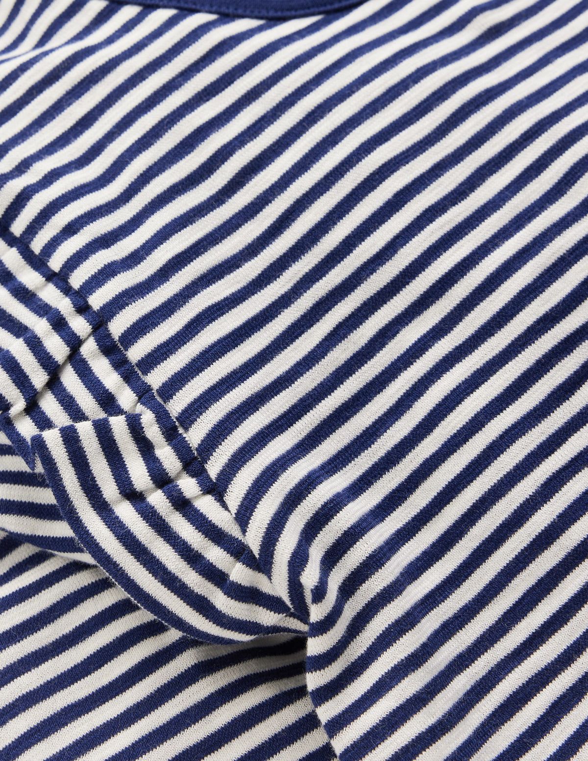 Frill Sleeve Slub Top-Soft Ivory/College Navy - Image 3
