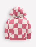 Sweat à capuche fun imprimé-Damier rose