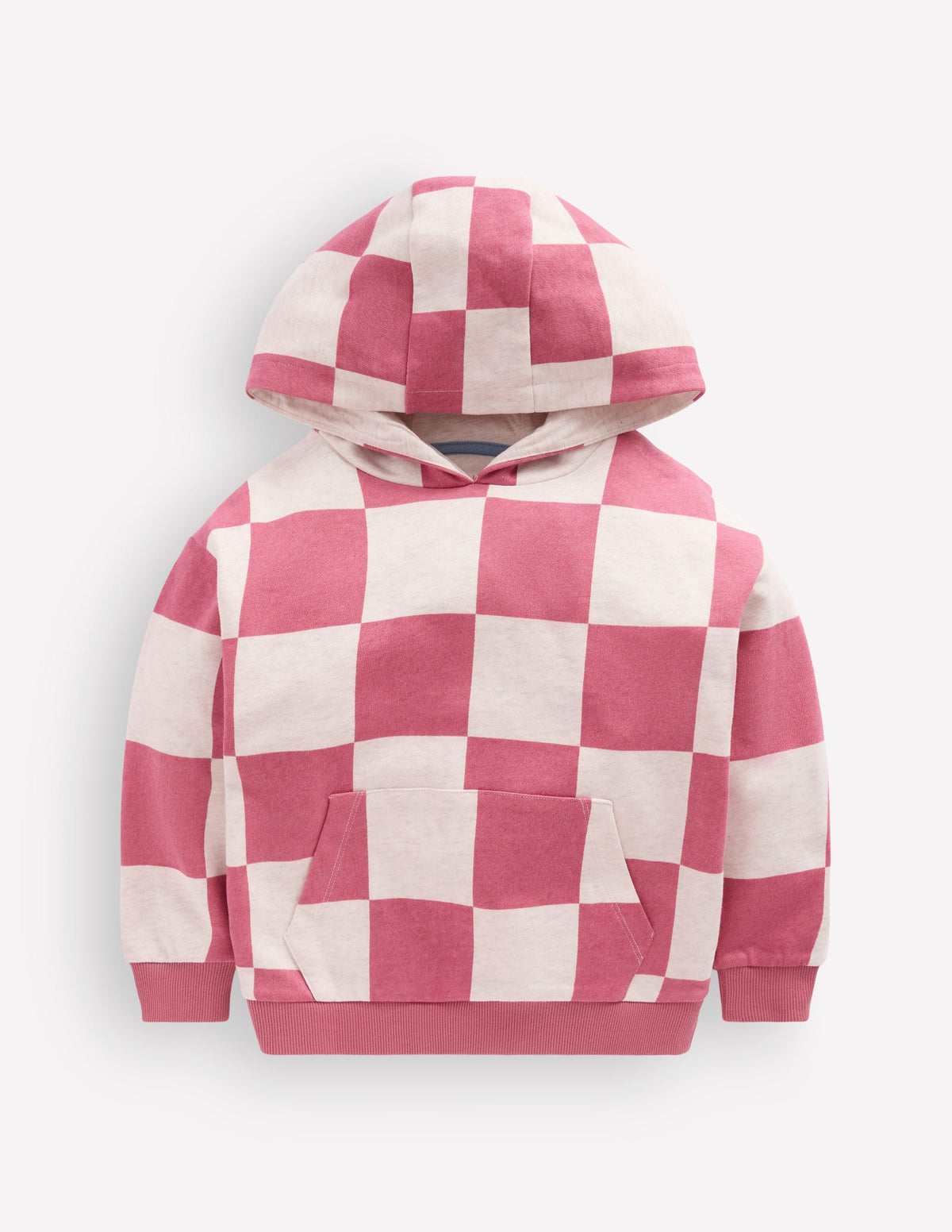 Sweat à capuche fun imprimé-Damier rose - Image 1