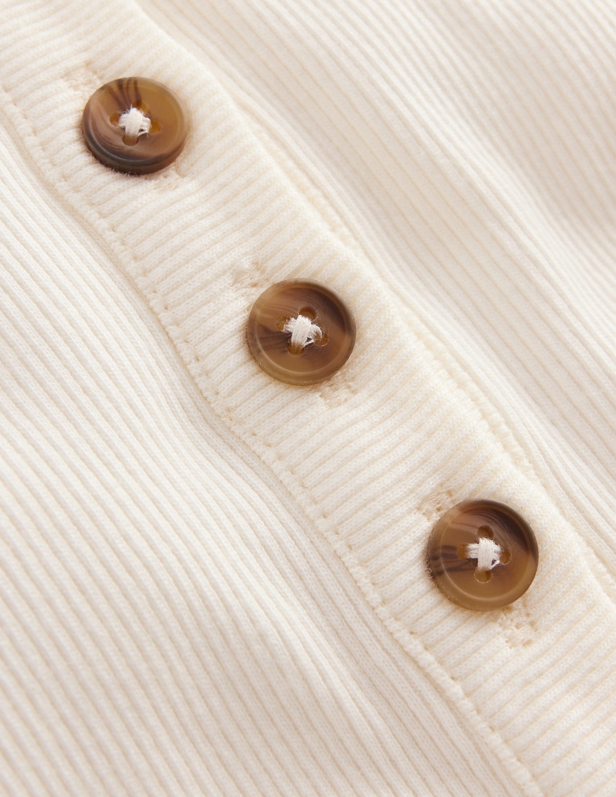Geripptes Henley-Top-Sanftes Naturweiß - Image 3