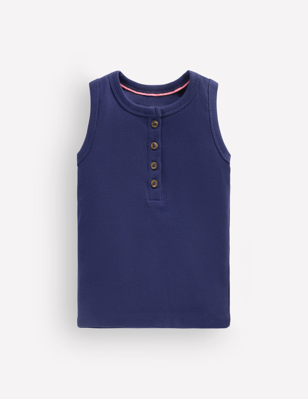 Geripptes Henley-Top-Schuluniform-Marineblau - Image 1