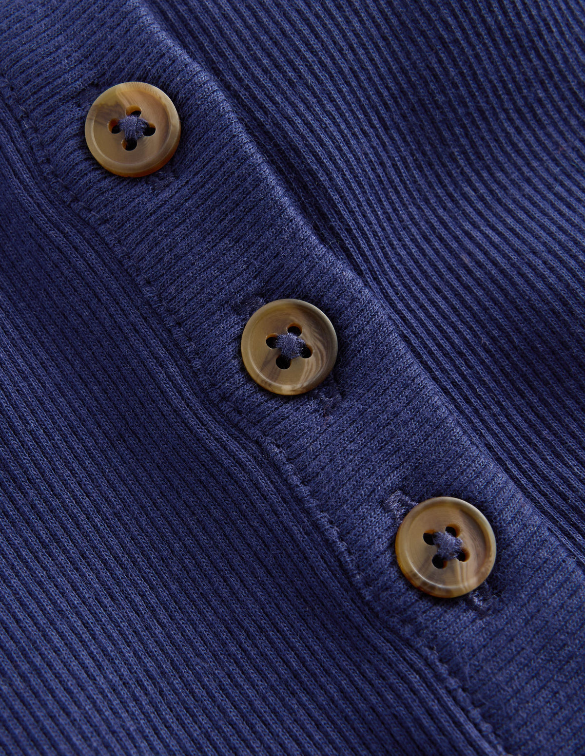 Geripptes Henley-Top-Schuluniform-Marineblau-3