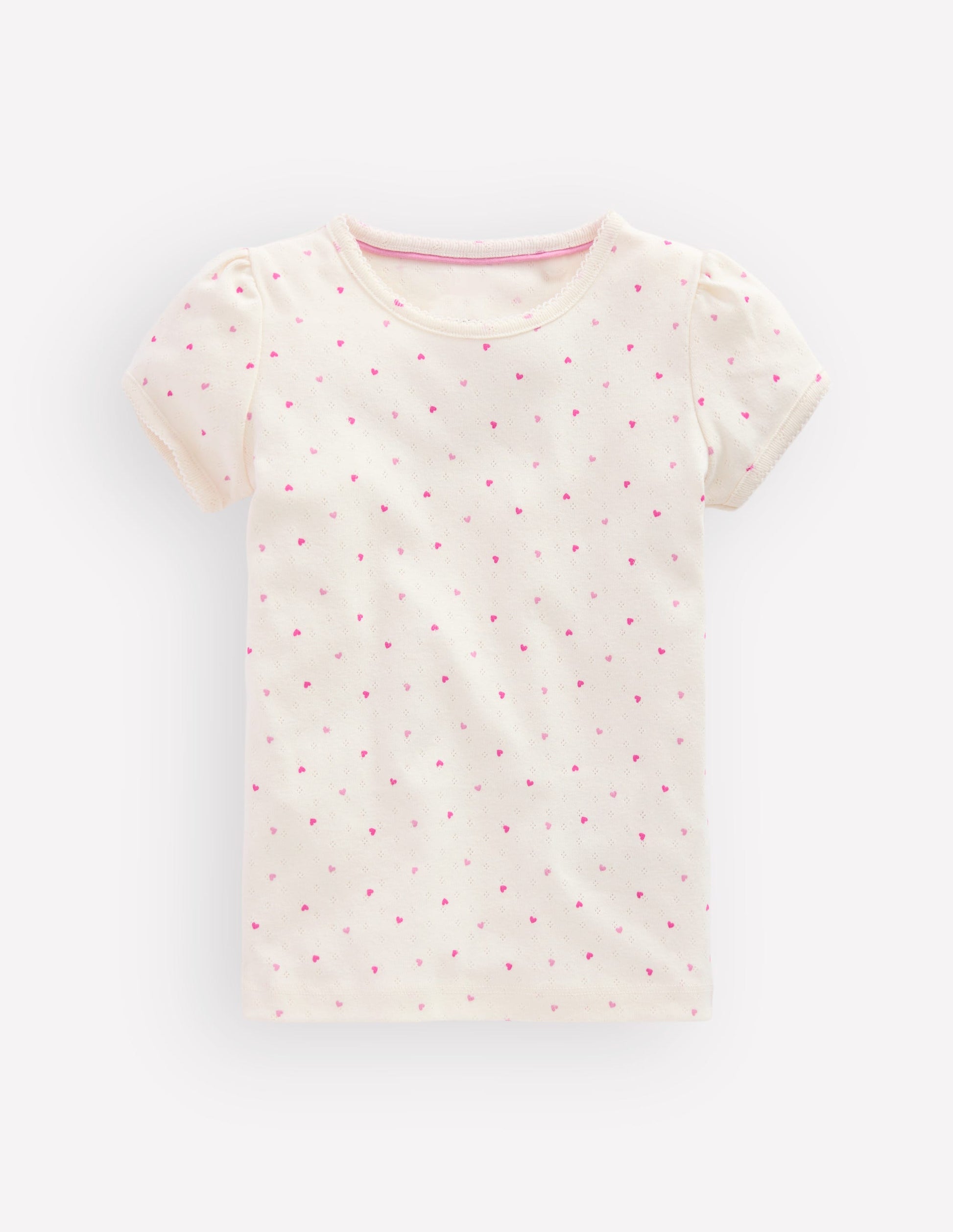 Kurzärmliges Pointelle-Oberteil-Rosa Herzen-1