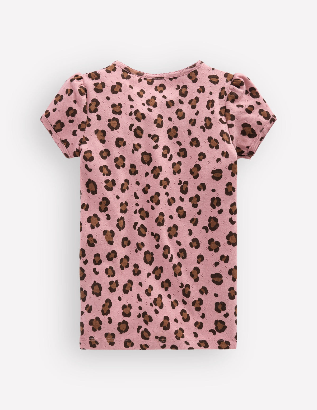 Kurzärmliges Pointelle-Oberteil-Vintage-Rosa Leopardenmuster-2