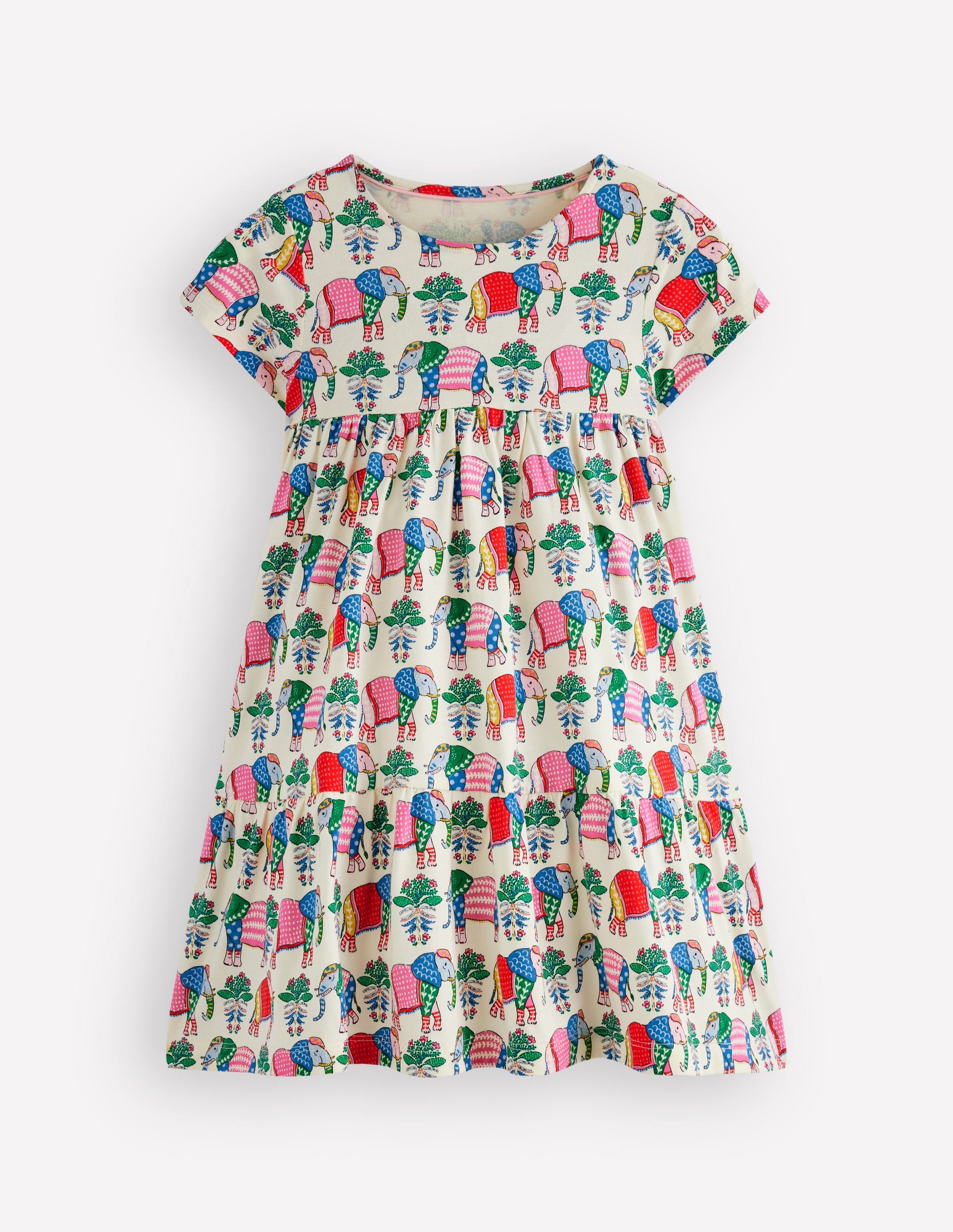 Ariel Jerseykleid zum Herumwirbeln-Bunt Elefant Holzblock-1