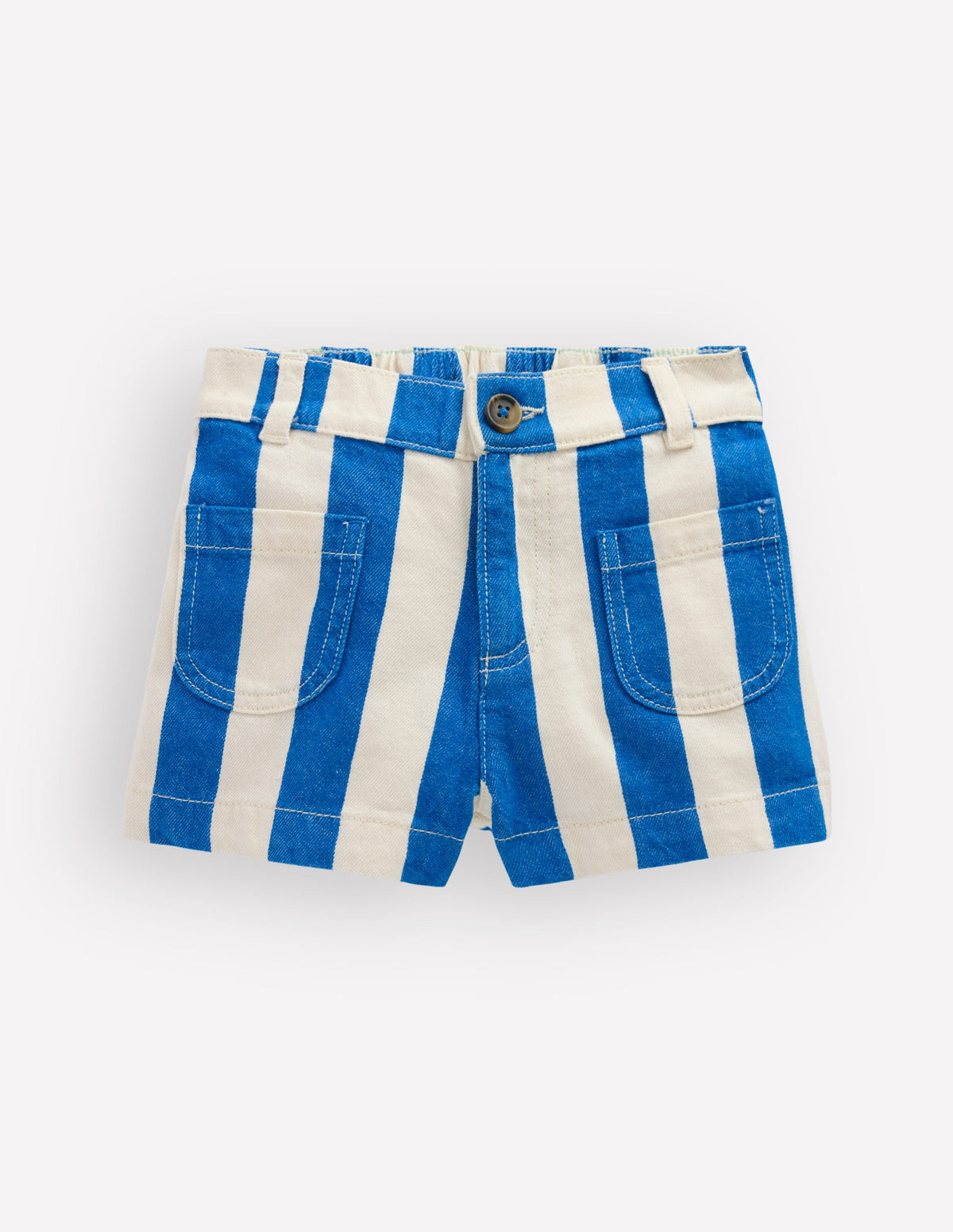 Shorts mit aufgesetzten Taschen-Eisvogelblau/Naturweiß-3