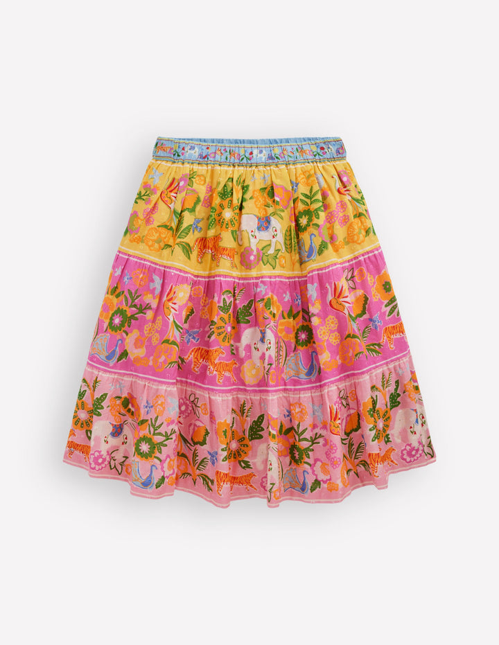 Jupe midi volantée-Motif Tropical Animals multi